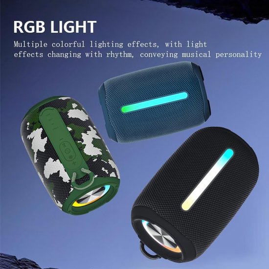 Mini Bluetooth Speaker - Waterdichte RGB Lichtshow Speaker - Compatibel met PC, Laptop en Smartphone - Draagbare Buitenspeaker - Feest- en Gaming Speaker - Voor Jongeren en Buitengebruik - RGB Speaker - Zwart - 1 Stuk van Merkloos — afbeelding 3
