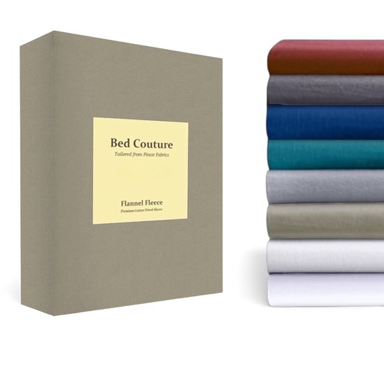 Bed couture Hoeslaken en molleton de flanelle 100% Katoen Extra doux et chaud - Lits jumeaux - 180x200x30 cm - Vanille