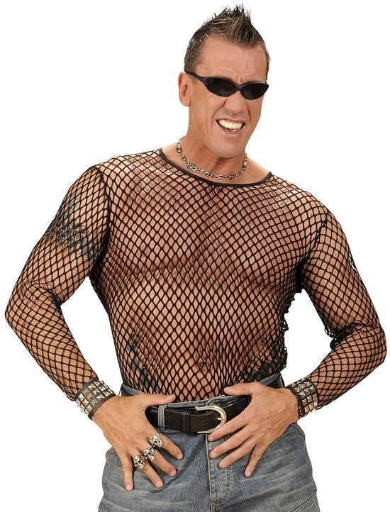 Visnetshirt Zwart Heren