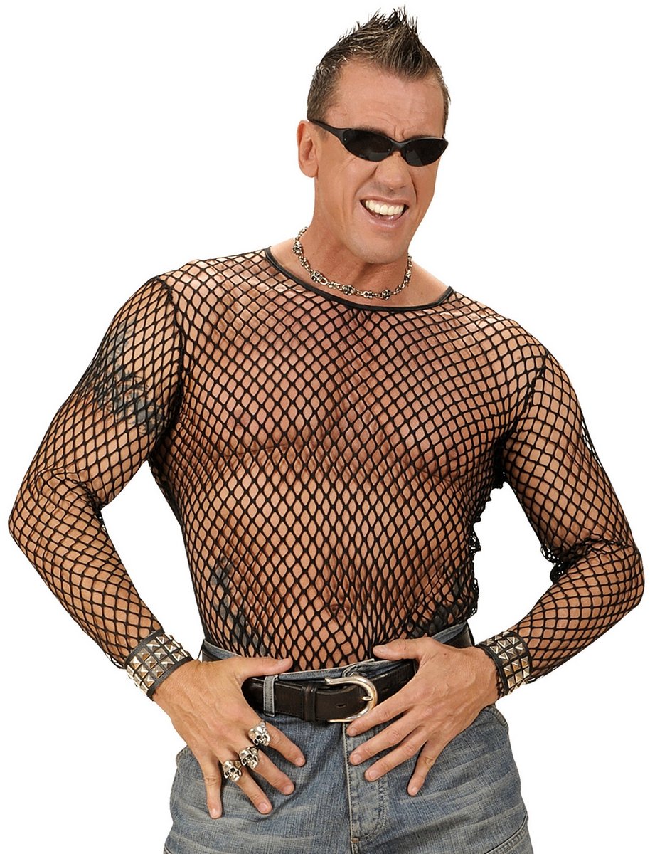 Visnetshirt Zwart Heren