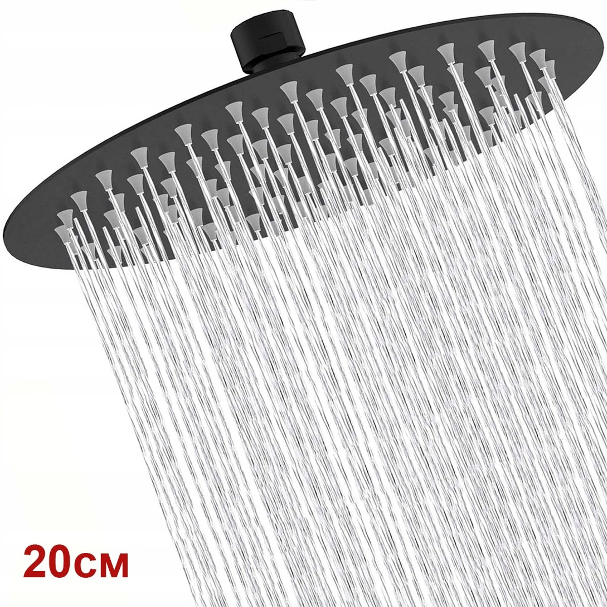 Douchekop Regendouche Staal Slim Rond 20cm Mat Zwart