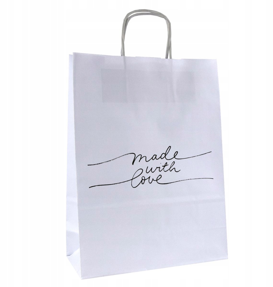 Papieren Cadeautas 'Made with Love' - Wit, 24x10x32 cm