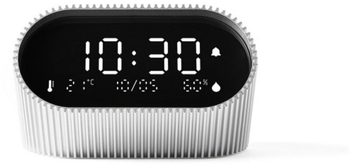 Lexon Ray Clock - Alarmklok met thermometer en hygrometer - Zilver