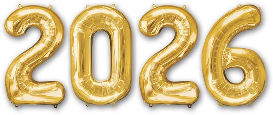 LUQ – Goud Glam Folieballonnen 2026 – 36 cm – Luxe Nieuwjaar Feest Versiering – New Year Party Decor