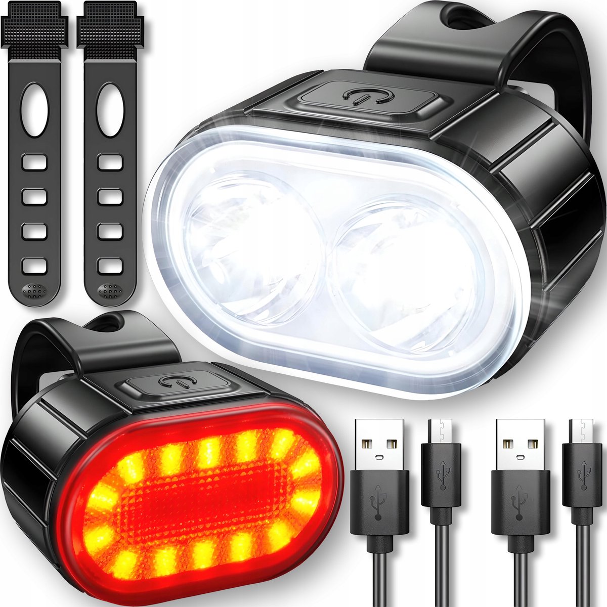 Krachtige Fietslamp Set LED USB Voor & Achter - Veilig op de Weg