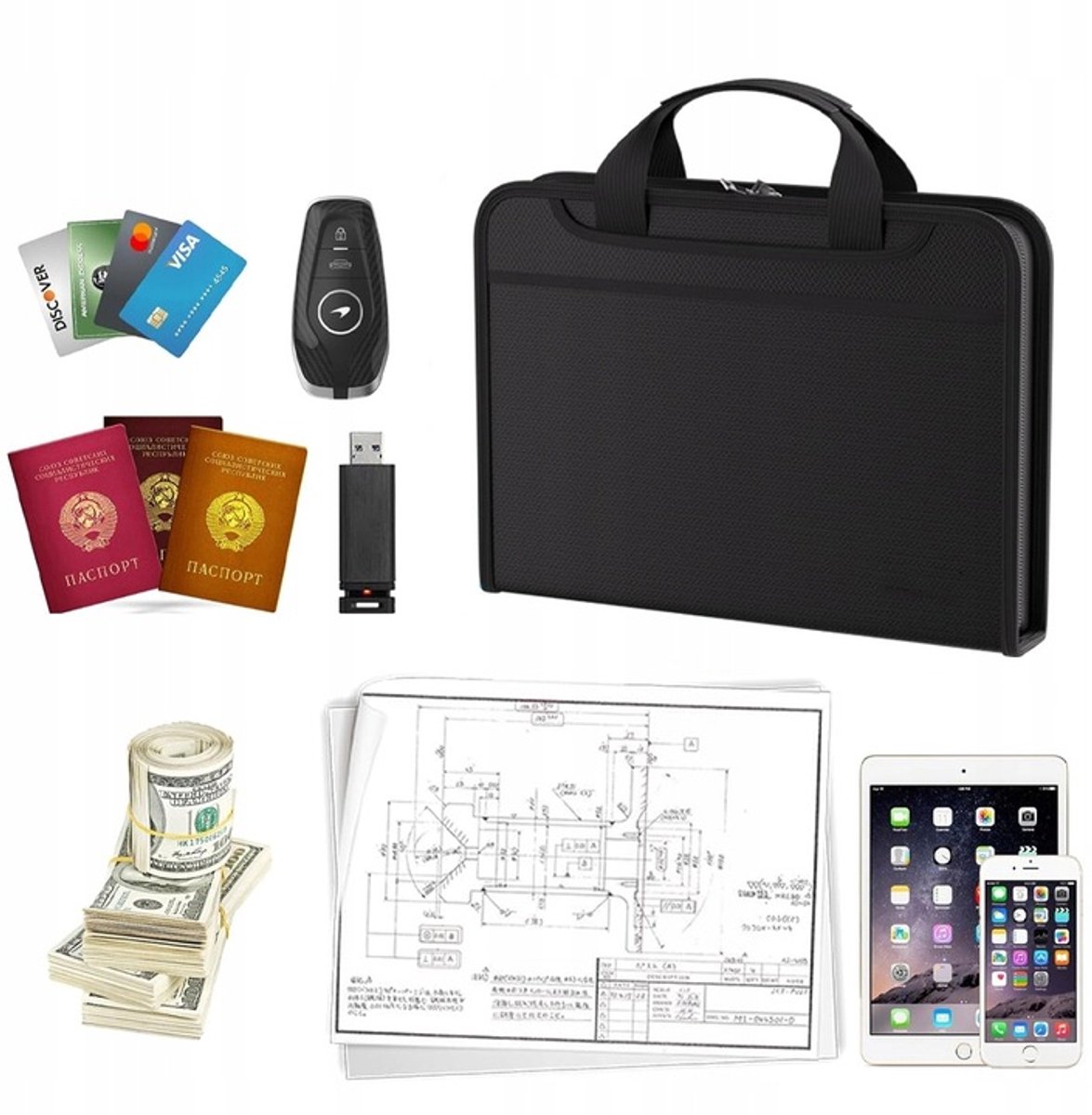 Merkloze A4 Document Organizer - Merkproof en Waterdicht