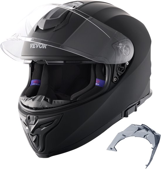 VEVOR Volgelaats Motorfietshelm Motorcross Helm, Maat L, Helm Gemaakt van ABS, Ece Goedgekeurd, Comfortabele Motorcross Helm, Geschikt voor Tieners en Volwassenen, Zwart