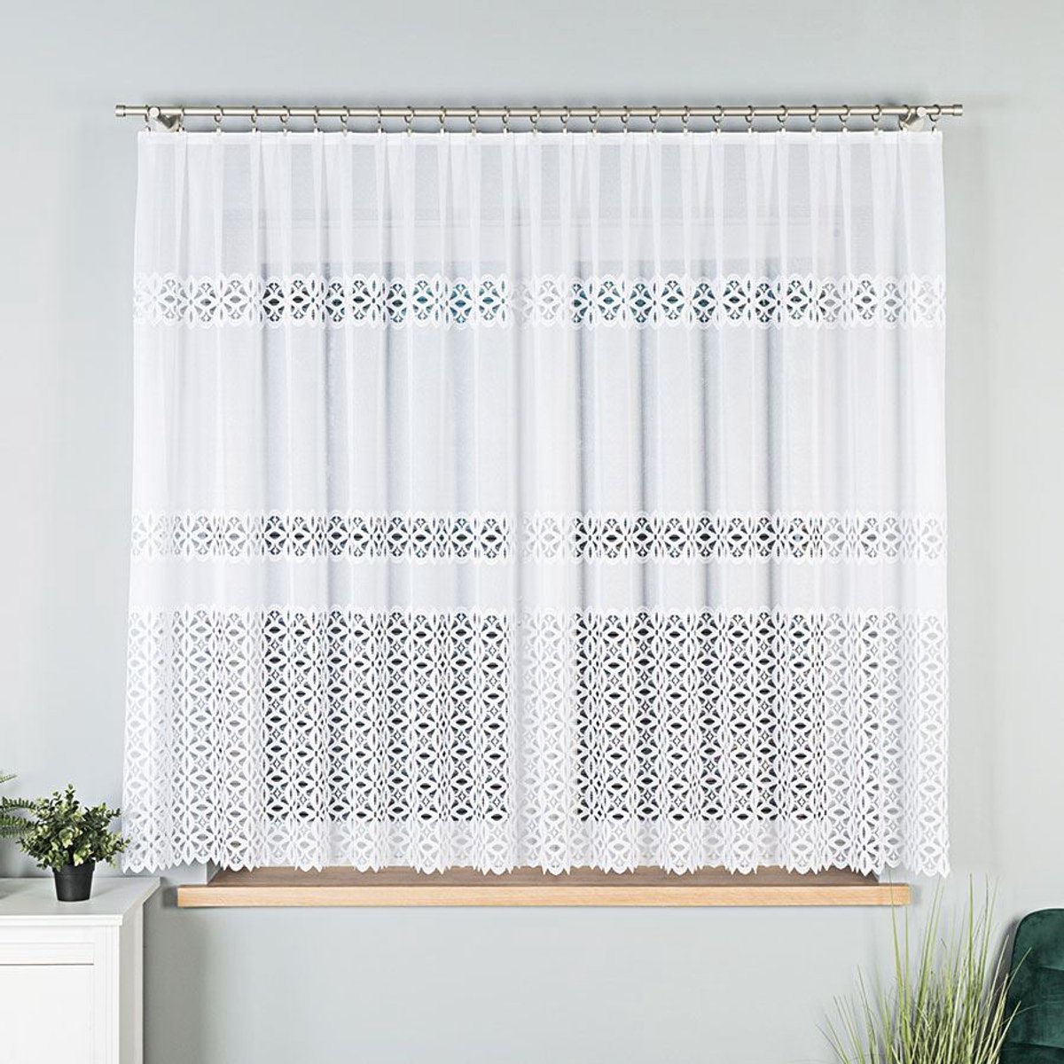 Markizeta Adrianna - Gordijn - Wit - 300x160 cm - Zonder Boord