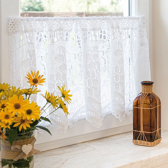 Série Markizeta Iness - Ajour Zazdrostka - 200 x 60 cm - Wit - Polyster