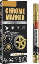 TLVX Gold Chrome Marker stift Goud – Permanente Chrome pen kleur Goud voor Glas, Rubber, Metaal, Kunststof – Permanente marker voor Auto, Motor, Scooter, Fiets, Hobby – Bandenstift – Tyre Marker – Hoogglans spiegel chroom waterdicht – 1 stuks
