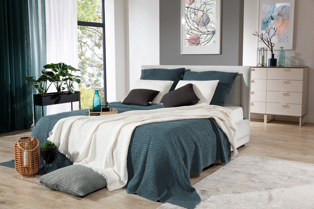 Zachte Katoenen Sprei 220x240cm - Wafelstructuur