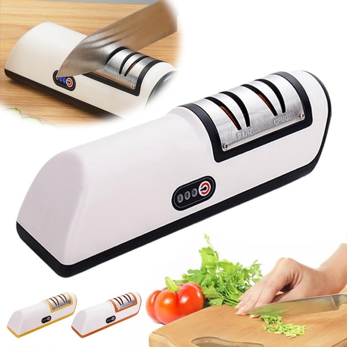 Messenslijper - Elektrische Messenslijper - Doortrekslijper - Knife Sharpener Whetstone - Wit