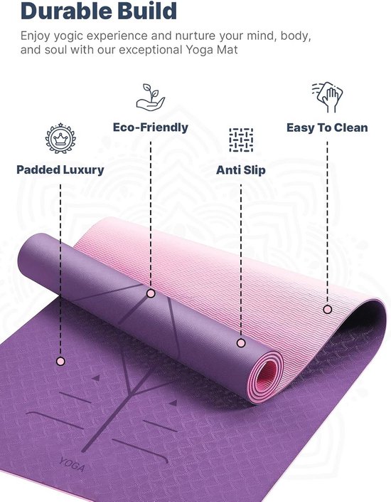 Dikke 6 mm Antislip Yogamat met Draagtas - Perfect voor Yoga, Pilates en Fitness — afbeelding 4