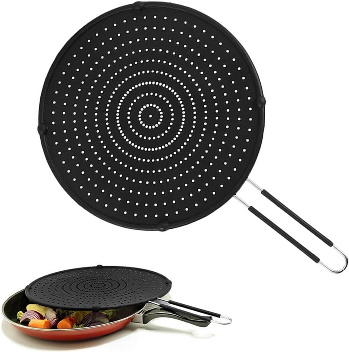 Siliconen spatbescherming 32 cm inklapbare handgreep voor braadpan