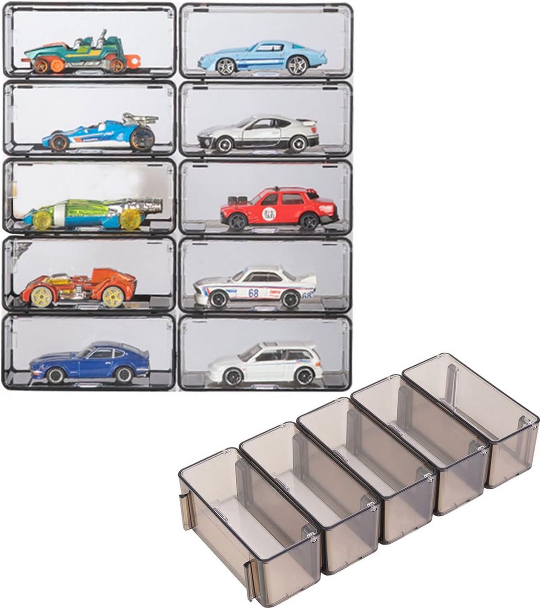 10 Stuks Vitrinekast voor 1/64 Schaalmodel Auto's - Stofvrij Display & Opslag