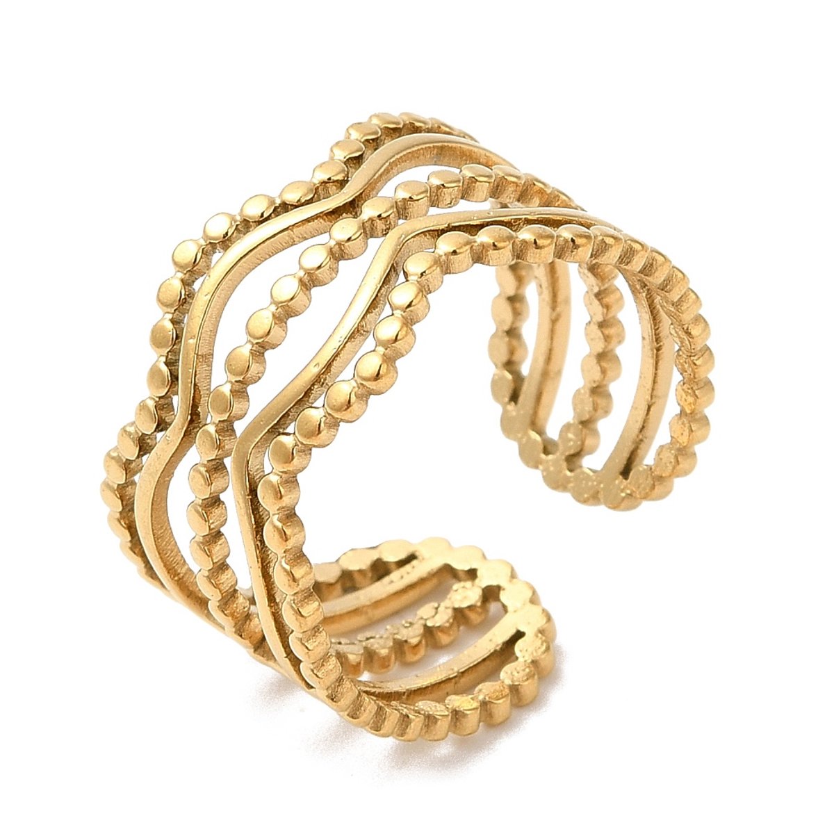 Ring stainless steel bohemian ring, one size ring, goudkleurig, 100% waterproof, verstelbare ring, cadeau