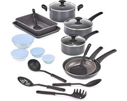 Koken Bak en Store Keuken Essentials Set - 21 stuks - zwart - roestvrij staal