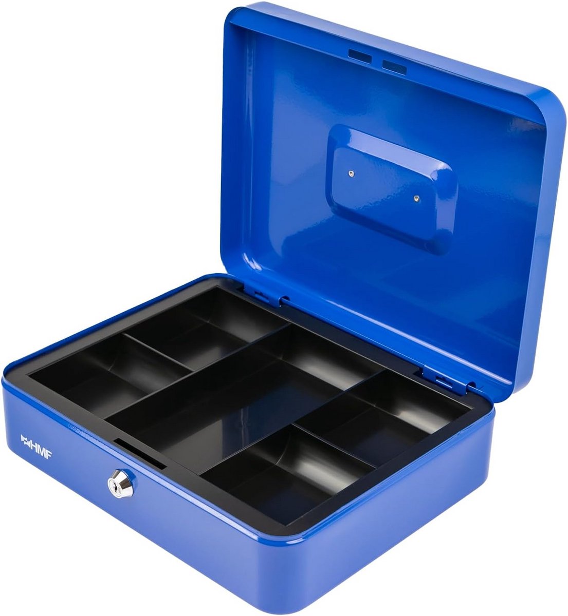 Geldkistje Blauw 30x24x9cm met Uitneembaar Muntvak en Slot