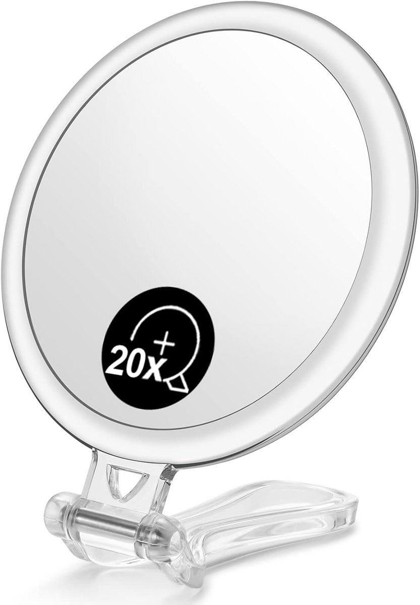 Dubbelzijdige Handspiegel 1X/20X Vergroot en Opvouwbaar voor Make-up en Reizen