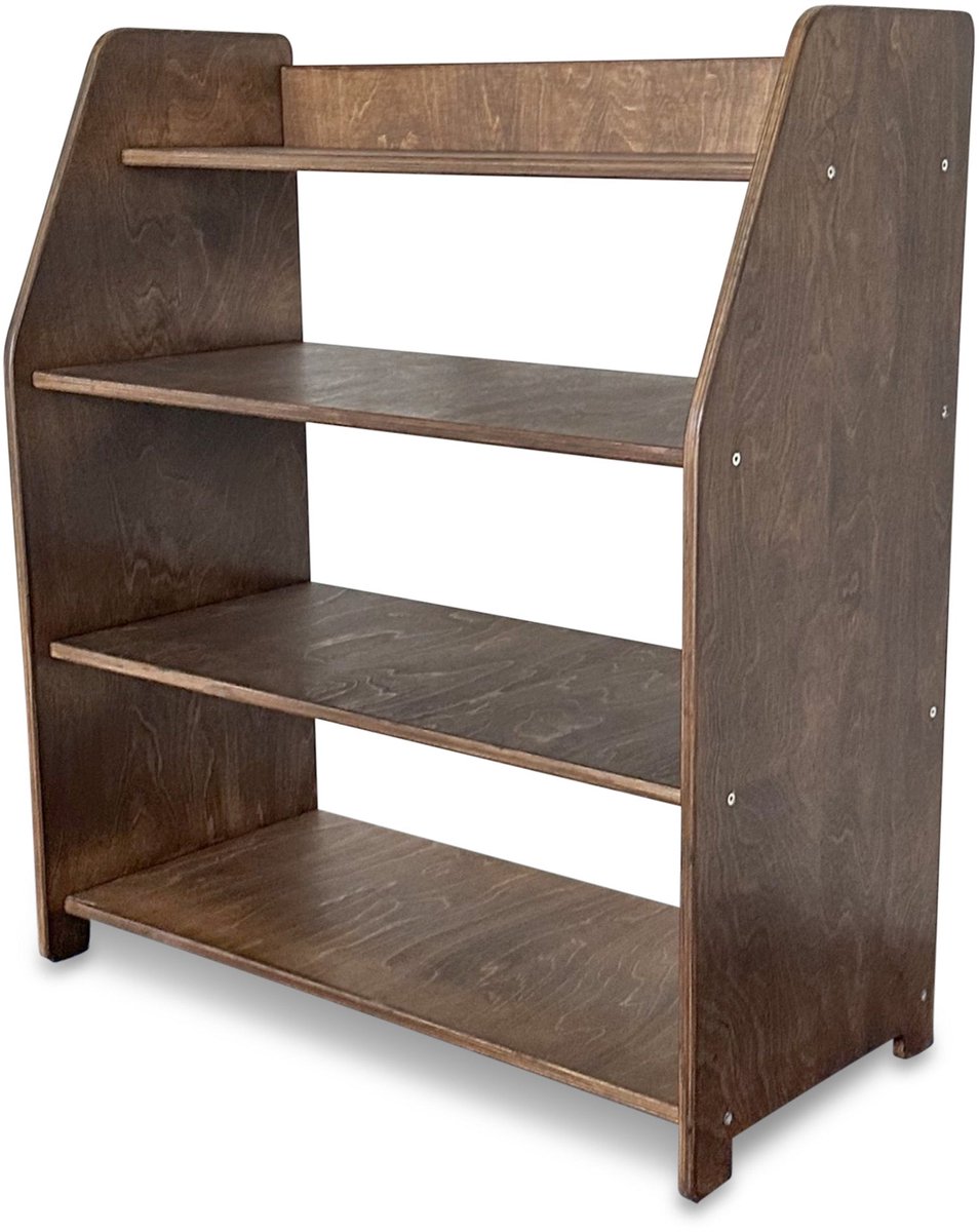 Moodie Montessori speelmeubel, speelgoedkast | Kinderopbergmeubel 4 planken - wengé | toddie.nl