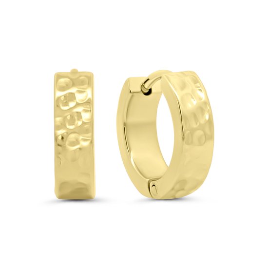 8CE-70645 – CO88 Collection – Boucles d'oreilles martelées 10 mm – Couleur or