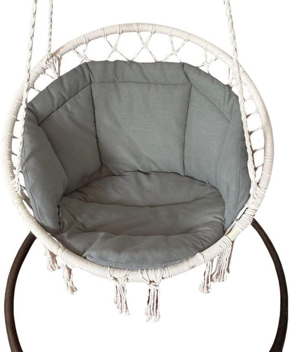 Comfortabel Stoelkussen Buiten 60x60 cm voor Hangstoel en Tuinstoel - Grijs
