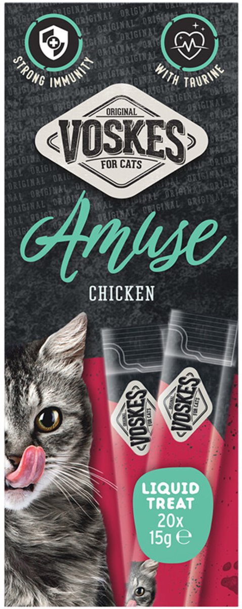 Voskes Kattensnack Liquid Treat Kip - 8 x 20x15 gr - Voordeelverpakking
