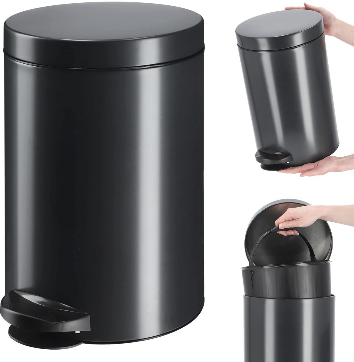 Elegante Pedaalemmer met Schommeldeksel - 14L - Ronde Afvalemmer voor Keuken en Badkamer
