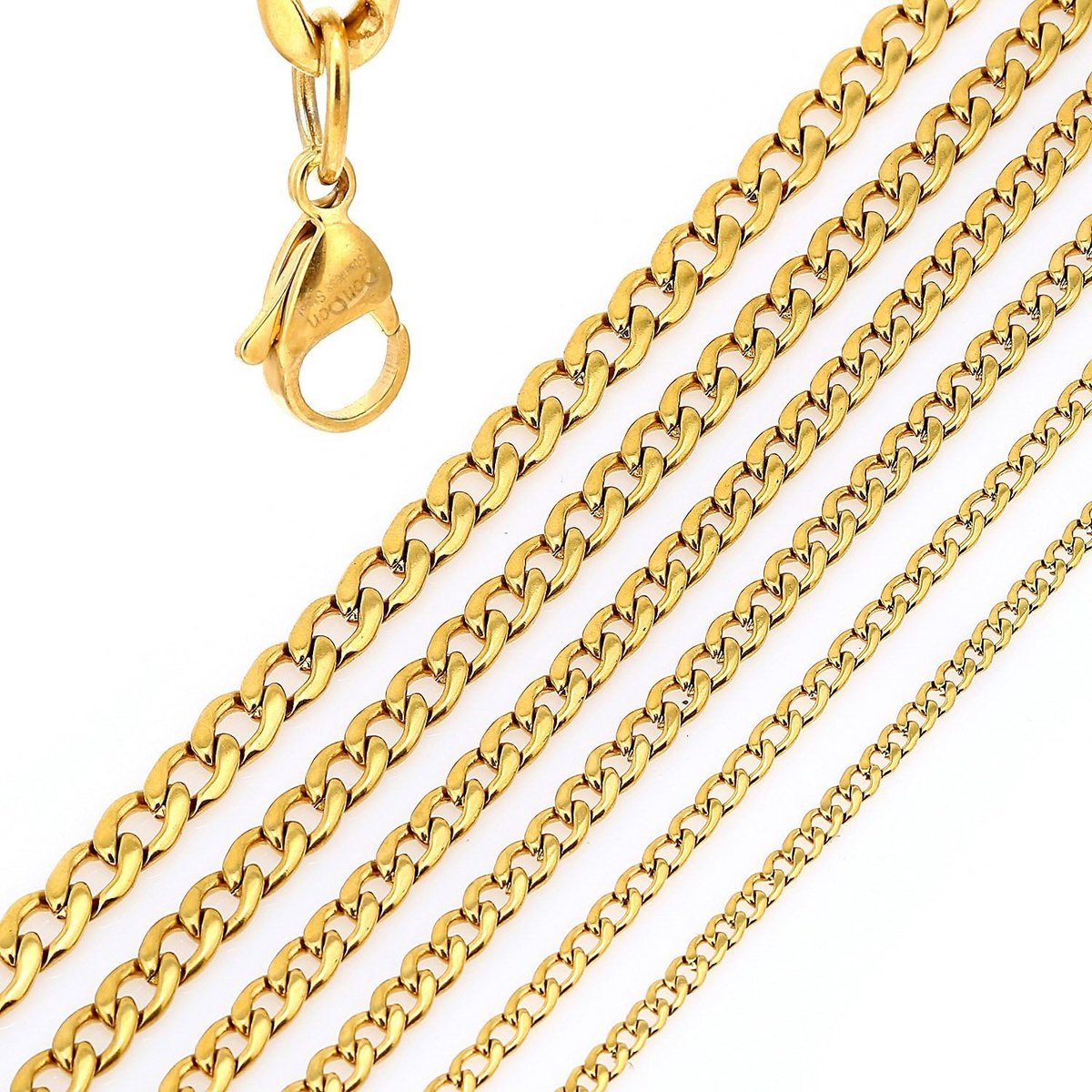 Heren Collier Panzer Schakelketting RVS Goudkleurig - Verschillende Lengtes en Breedtes