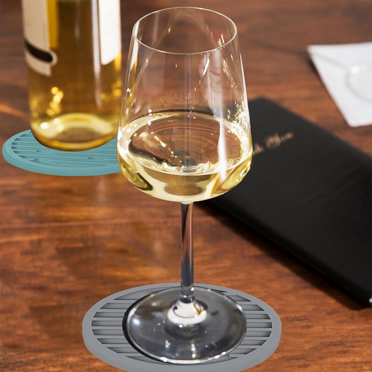 6 Siliconen Onderzetters - Antislip, Ronde Vormen met Streepontwerp voor Drankjes
