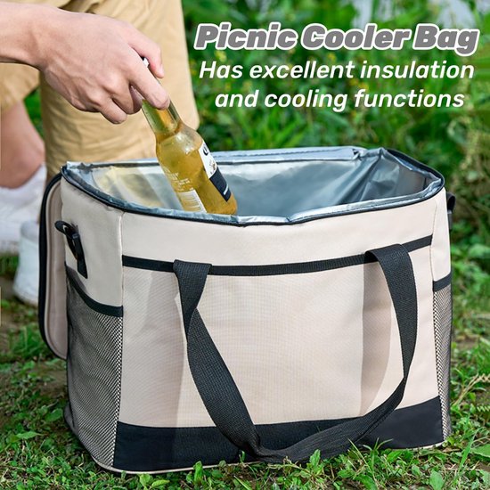 Geïsoleerde Koeltas - Koeltassen - Lunchtas - 40x25x29 cm - 30 Liter - Roze - 3 Laags - Geïsoleerde Koeltassen - Picknicktas - Handvat Riem - Lekvrij en Waterdicht - voor Kantoor, Camping, Picknick, Reizen - Thermotas voor Levensmiddelentransport van Merkloos — afbeelding 3