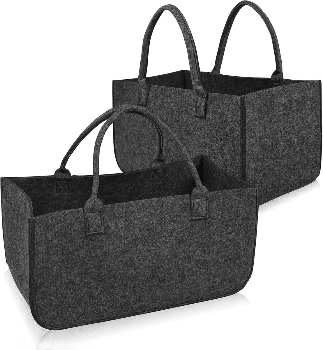 Opvouwbare Vilten Tas voor Haardhout en Boodschappen - Set van 2