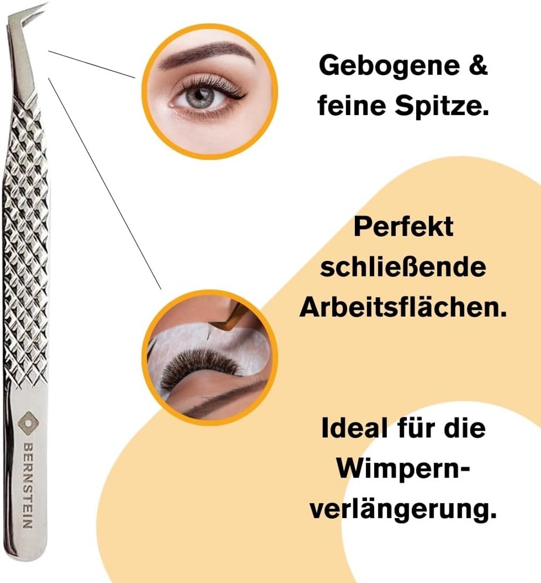Gebogen Wimperpincet RVS met Antislip Wafelpatroon voor Wimperverlenging