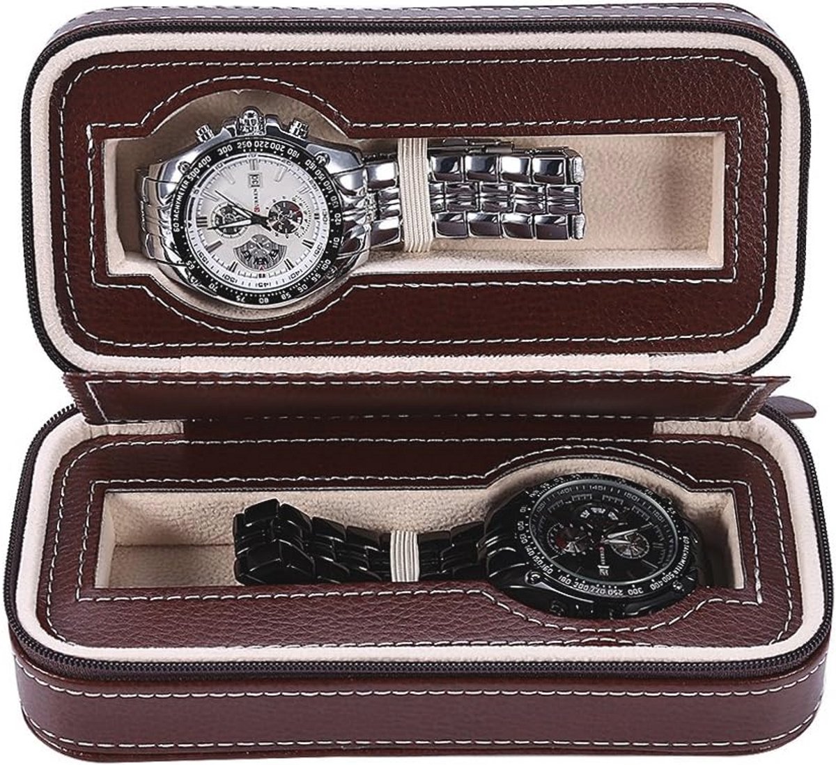 Houten horlogedoos met 2 compartimenten en glazen deksel - Perfect voor het opbergen van horloges