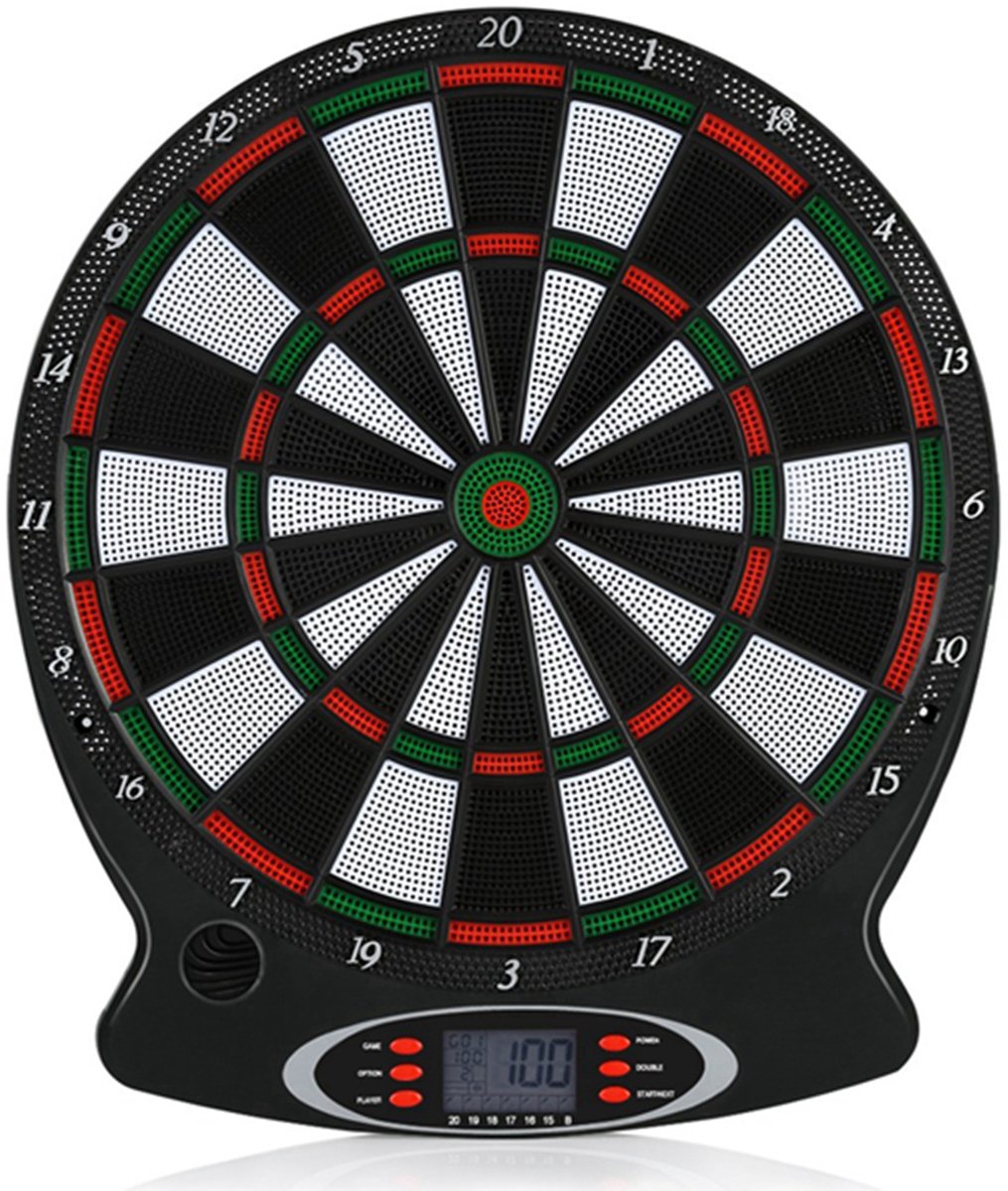 1 professioneel elektronisch hangend dartbord met LCD-score-indicator en 6 dartpijltjes