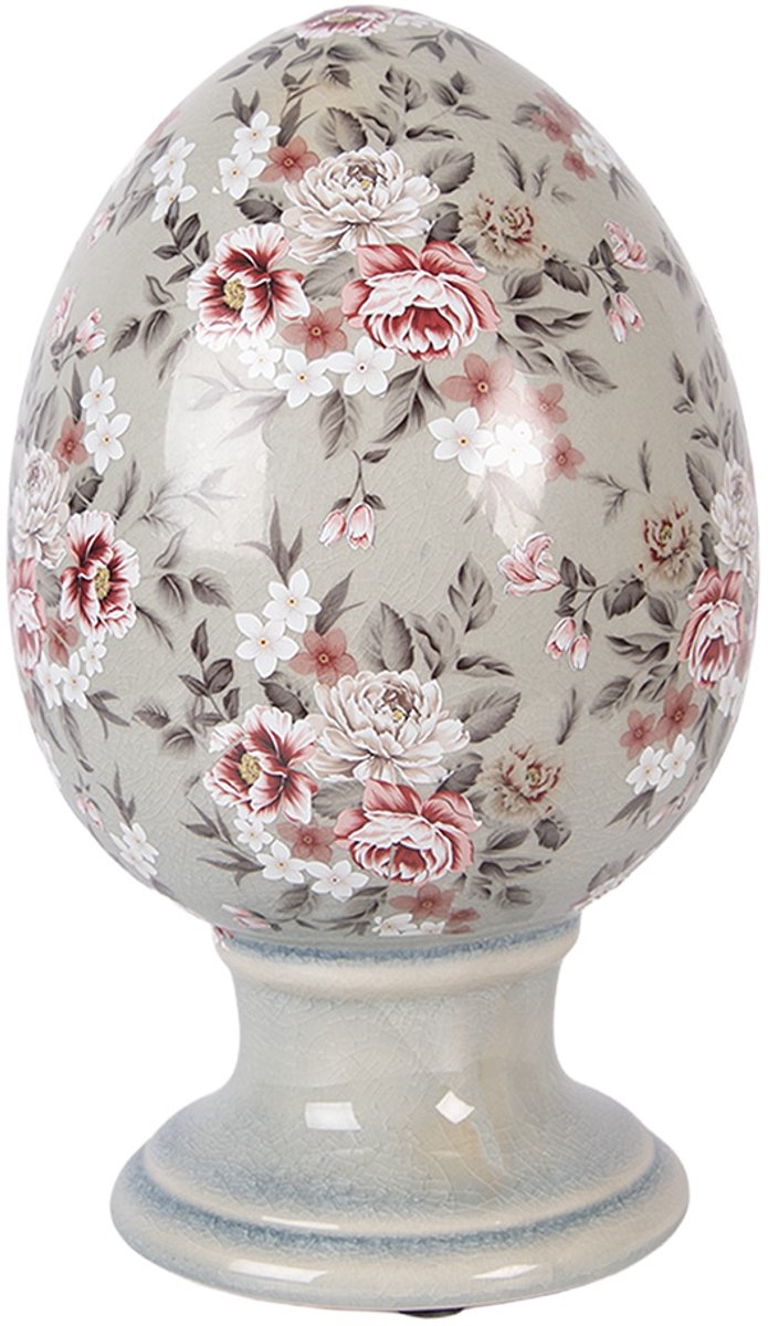 Decoratie Beeld Ei Ø 15x24 cm Grijs Keramiek