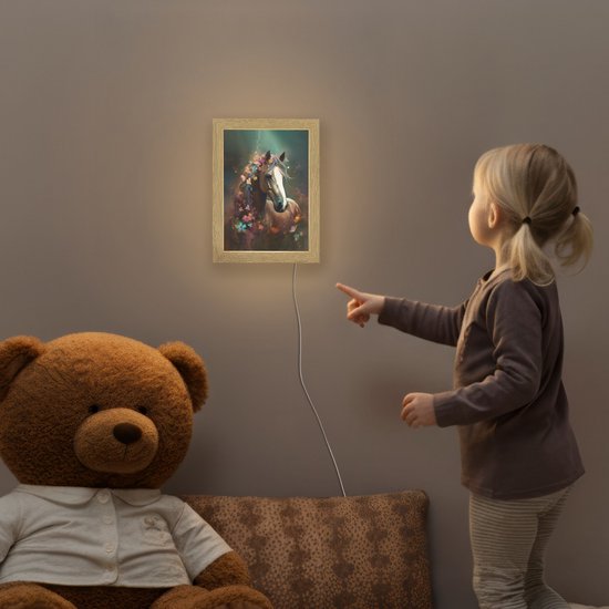 Nachtlampje 15x20 cm - Kinder lamp - Dieren - Paard - Natuur - Vlinder - Bloemen - Tafellamp kinderkamer - Slaapkamer lamp - Bedlamp kinderen - Kinderlampje stopcontact - Wandlamp babykamer - Nachtlampjes van Merkloos — afbeelding 5
