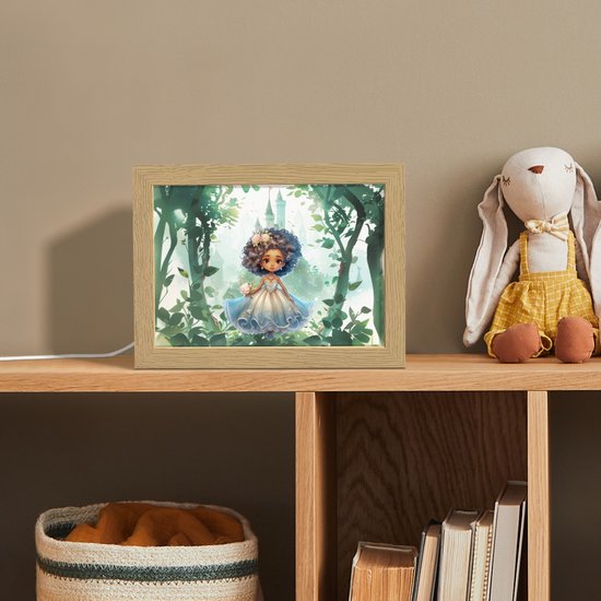 Nachtlampje 20x15 cm - Kinder lampje - Prinses - Kasteel - Meiden - Bloemen - Tafellamp kinderkamer - Slaapkamer lamp - Bedlamp kinderen - Kinderlampje stopcontact - Wandlamp babykamer - Nachtlampjes van DecoAction — afbeelding 3