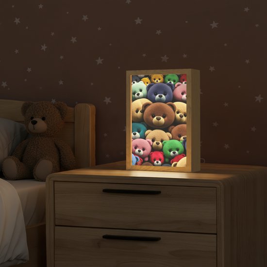 Nachtlampje 20x30 cm - Kinder lamp - Knuffelbeer - Teddy - Design - Kids - Tafellamp kinderkamer - Slaapkamer lamp - Bedlamp kinderen - Kinderlampje stopcontact - Wandlamp babykamer - Nachtlampjes van Merkloos — afbeelding 2