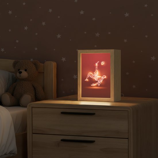Nachtlampje 15x20 cm - Kinder lampje - Voetballer - Omhaal - Rood - Neon - Tafellamp kinderkamer - Slaapkamer lamp - Bedlamp kinderen - Kinderlampje stopcontact - Wandlamp babykamer - Nachtlampjes van Merkloos — afbeelding 2