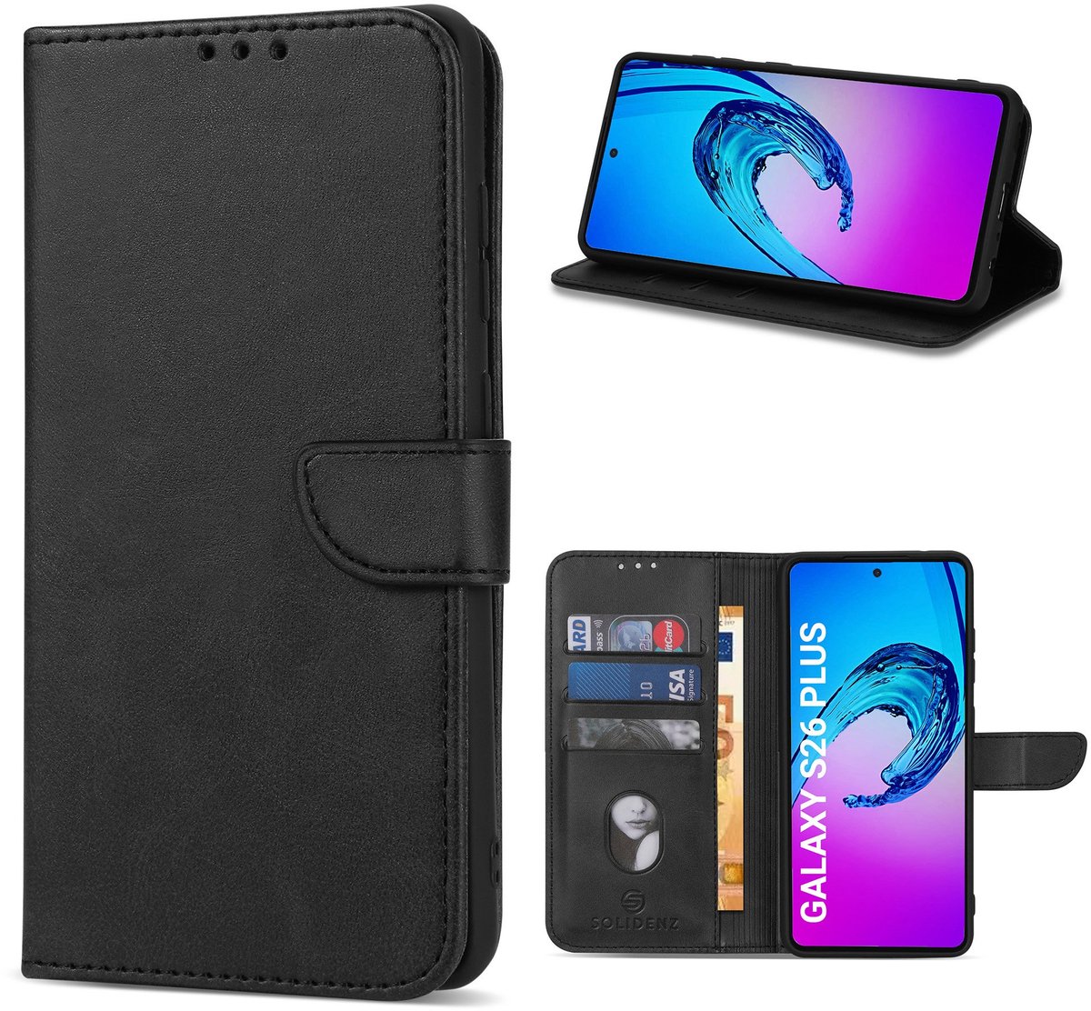 Solidenz hoesje - Geschikt voor Samsung Galaxy S26 Plus - Bookcase - Zwart