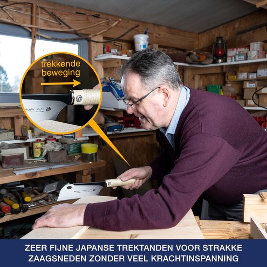 Japanse Dozuki Zaag - Traditionele Houtzaag met Stalen Rug en Ergonomische Handgreep - Driezijdig Geslepen Tanden voor Fijne Sneden in Hout — afbeelding 3