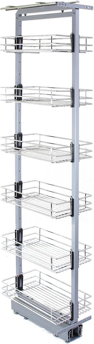 Uittrekbare Keuken Kast met Zachte Sluiting - Verstelbare Opslagruimte - 46cm D x 170-195cm H