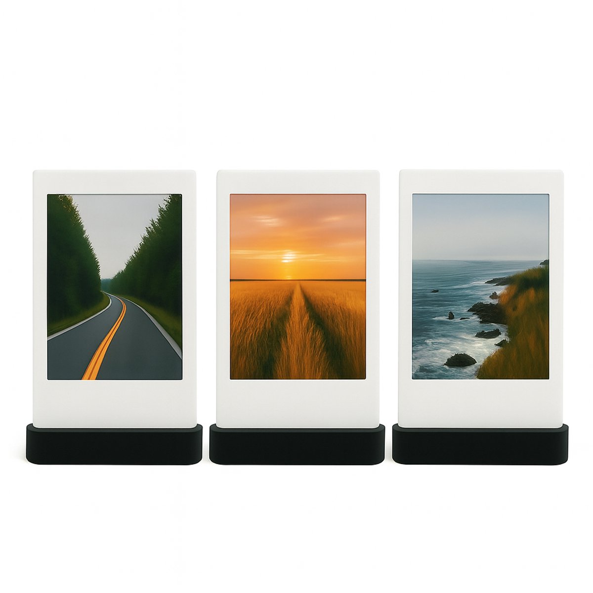 Polaroid Fotohouder Zwart – Set van 3 Universele Instax Mini / Square / Wide & Polaroid Foto’s – Fotostandaard – Zwart