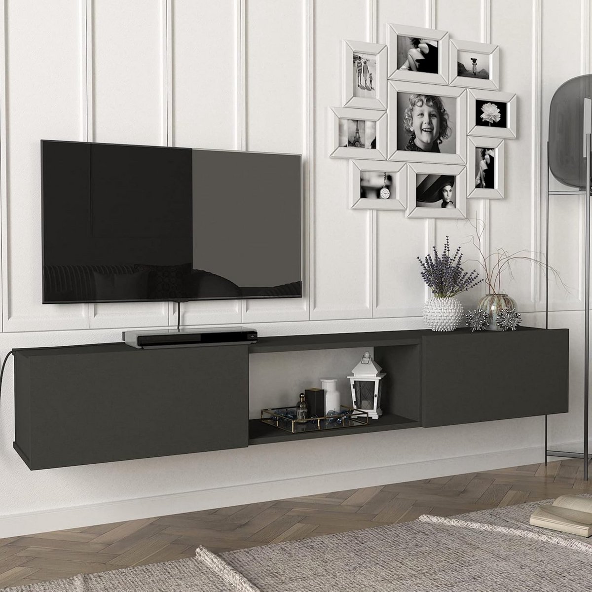 Zwevend TV-meubel 180 cm breed in Antraciet
