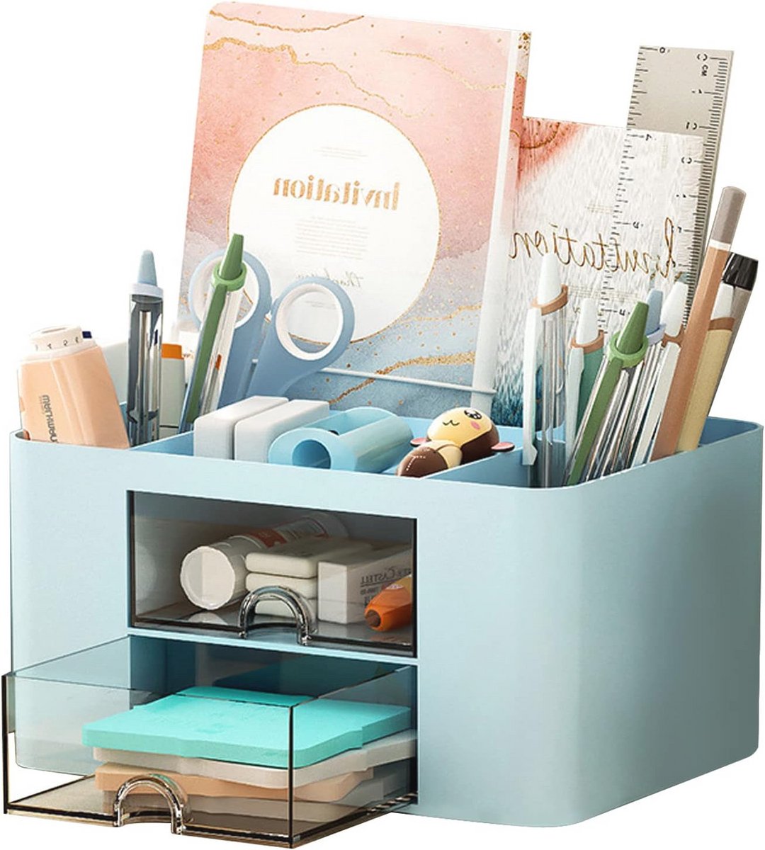 Multifunctionele Bureau-organizer met 5 Vakken en 2 Laden - Ideaal voor Kantoor en Thuis
