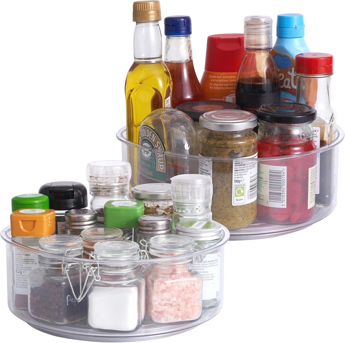 Transparante Draaitafels voor Kruidens en Specerijen - 360° Organizers voor Keuken, Kast, Koelkast en Badkamer