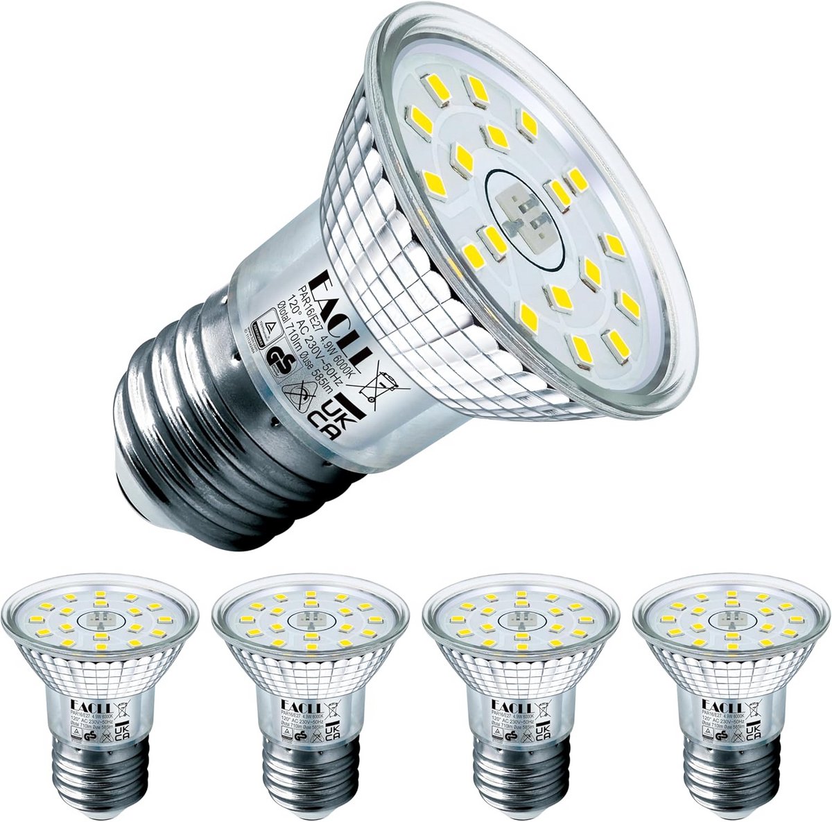 Set van 4 Koudwitte Ledlampen E27 710 Lumen 4000K Niet-dimbaar R50 Reflector