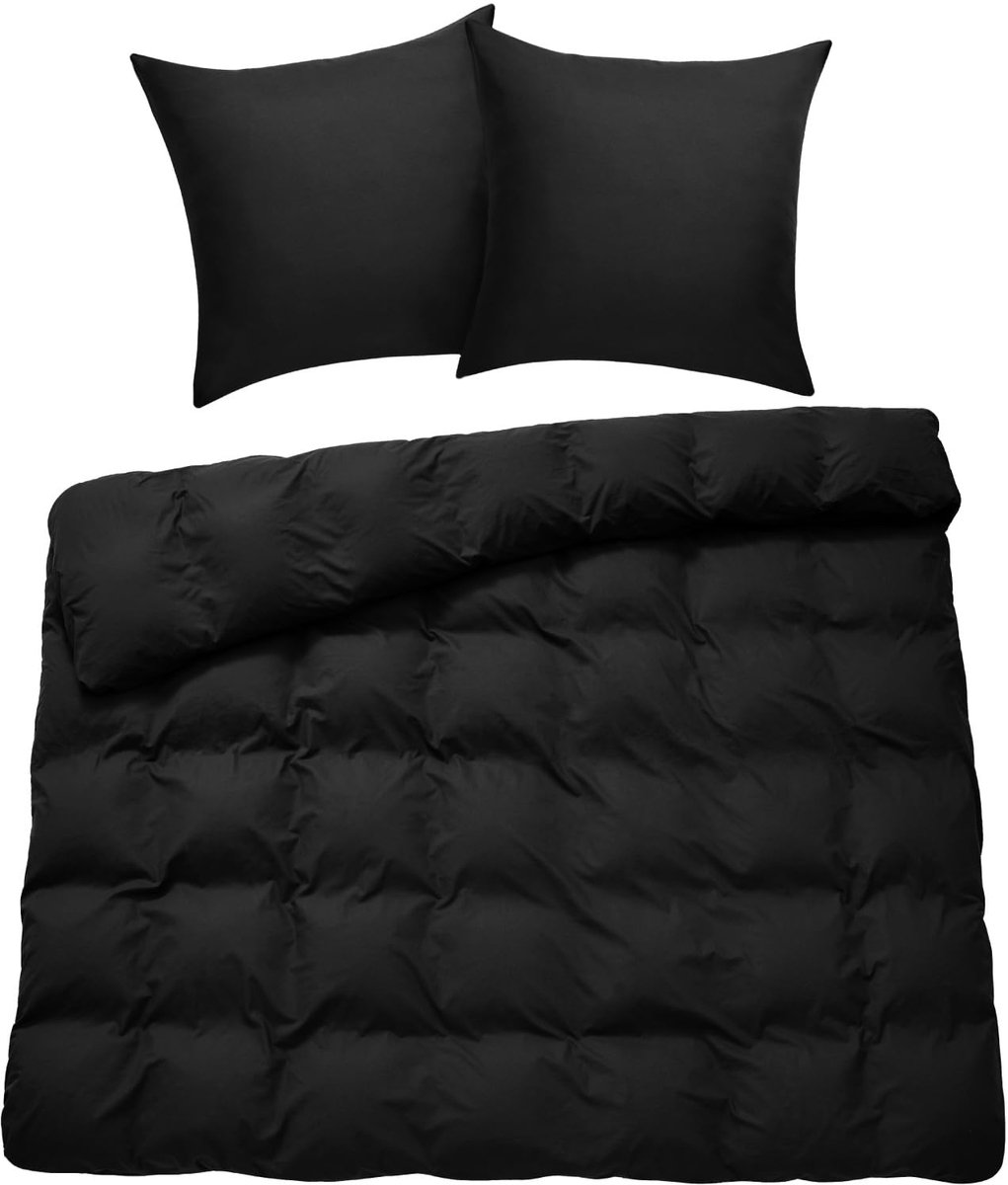 Unyqoos Luxe 3-delige katoenen beddengoedset met ritssluiting en Oeko-Tex certificering zwart