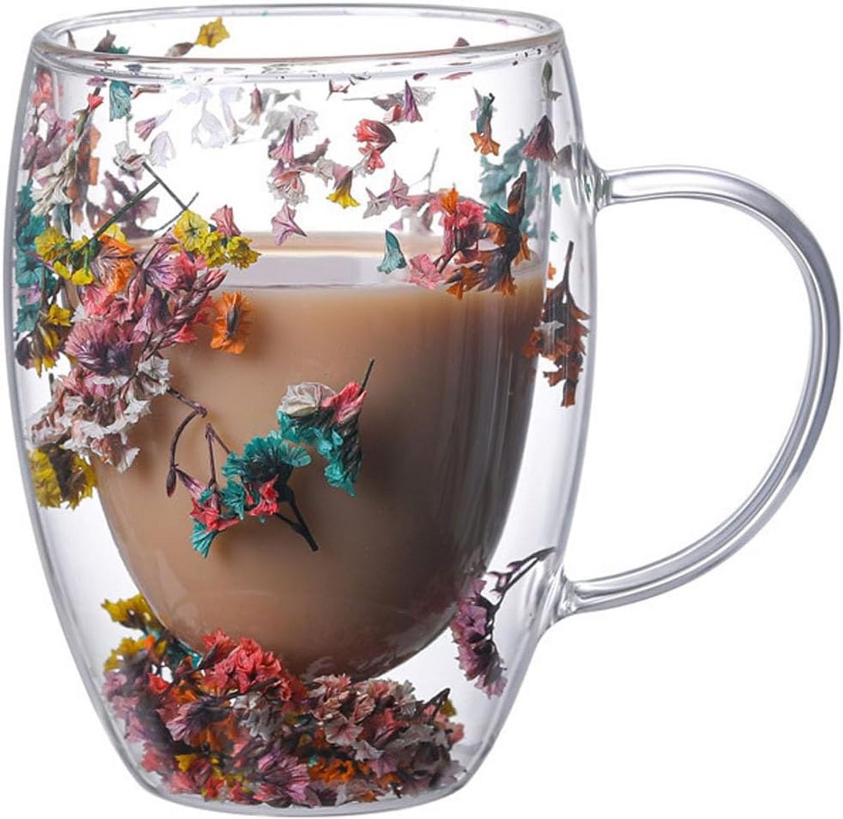 Dubbelwandig glas 350 ml - borosilicaatglas voor koffie, thee en melk